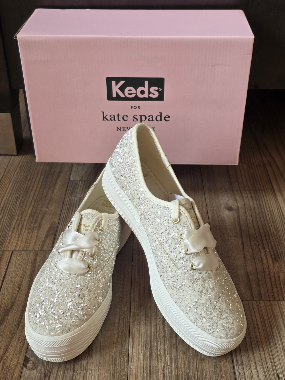 kate spade Glitter Ivory Platform Sneakers